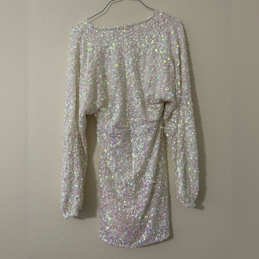 Show Me Your MuMu White Iridescent Sequin Mini Dress - Picture 3 of 9